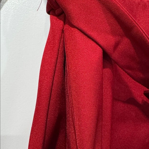 Mooyius Burgundy/Red High-Neck Asymmetrical Belted A-Line Dress Size Small-New! - Picture 9 of 9